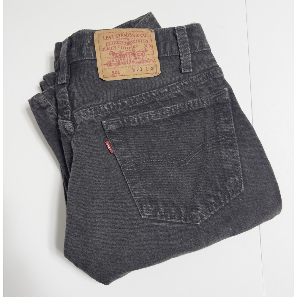 VTG 90s Levis 501XX Button Fly Jeans Made in USA Black Size 30x34 Straight Fit